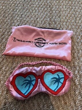 Pink Satin Heart Sunglasses Sleep Mask with Pouch